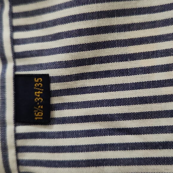 THE ARROW COMPANY 16/32-33 MEN'S DRESS SHIRT BUTTON DOWN WHITE/ BLUE STRIPES - Picture 7 of 8